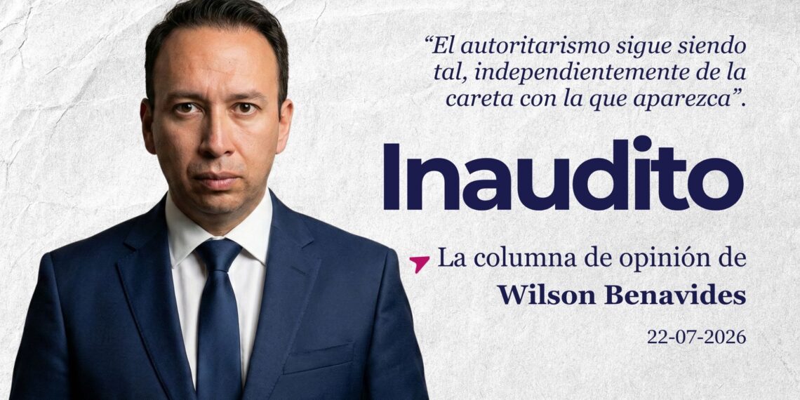 Arte con una reflexión sobre el autoritarismo, la democracia y la suspensión del movimiento AMIGO por parte del TCE en Ecuador.