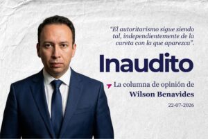 Arte con una reflexión sobre el autoritarismo, la democracia y la suspensión del movimiento AMIGO por parte del TCE en Ecuador.