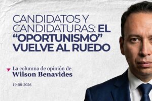 Portada de la columna de Wilson Benavides sobre candidatos que cambian de partido para las elecciones de Ecuador 2026.